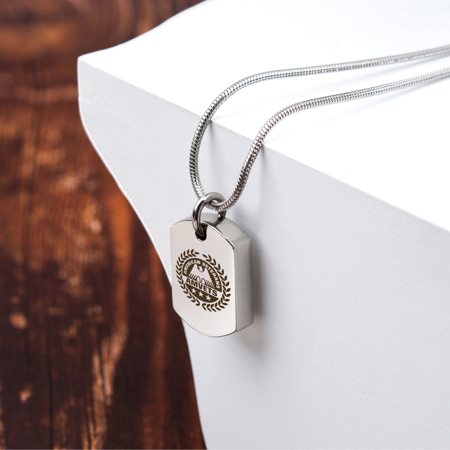 Service Memorial Ashes Holder Dog Tag Necklace