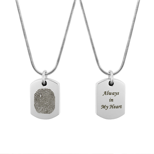 Dog Tag Fingerprint Memorial Necklace