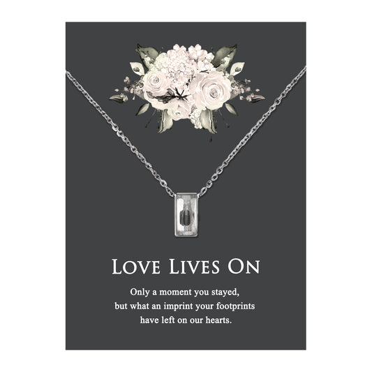 Love Lives On Crystal Cube Memorial Necklace