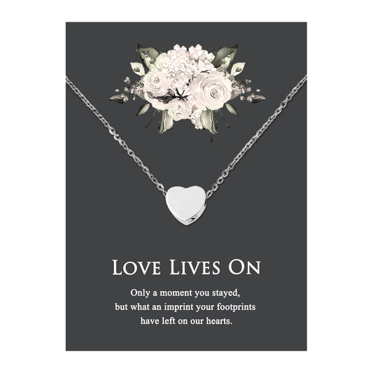 Love Lives On Mini Heart Memorial Necklace