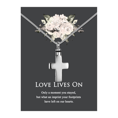 Love Lives On Cross Memorial Necklace