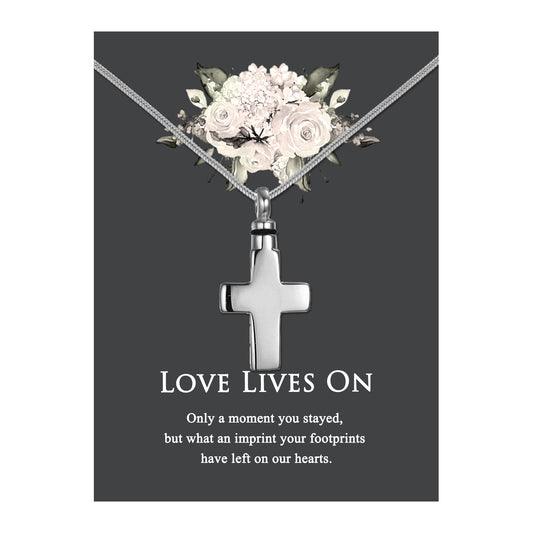 Love Lives On Cross Memorial Necklace