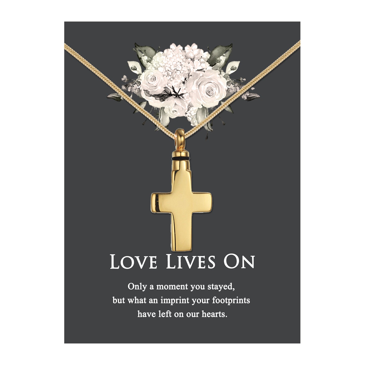 Love Lives On Cross Memorial Necklace