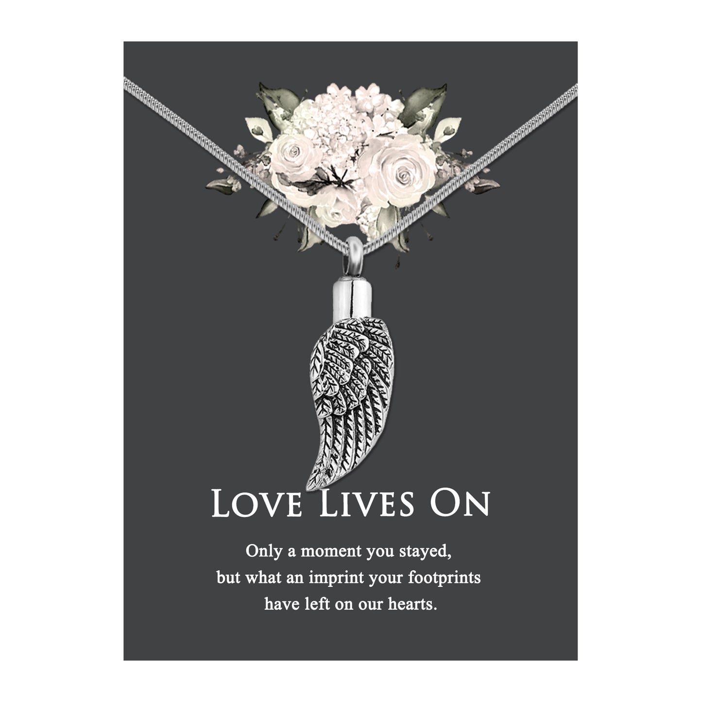 Love Lives On Angel Wing  Memorial Necklace