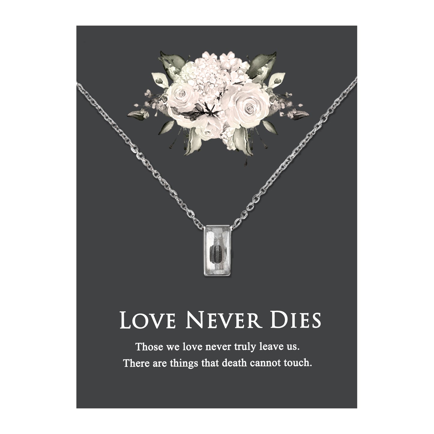 Love Never Dies Crystal Cube Memorial Necklace