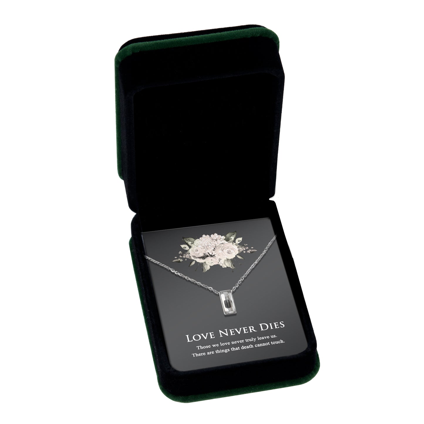 Love Never Dies Crystal Cube Memorial Necklace