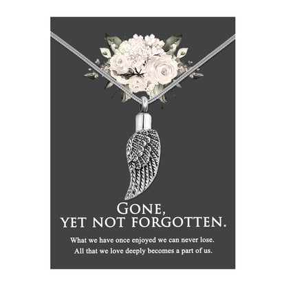 Gone, Yet Not Forgotten Angel Wing  Memorial Necklace