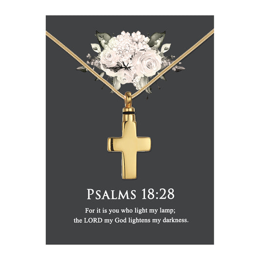 Psalms 18:28 Cross Memorial Necklace