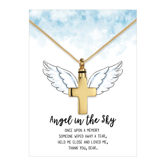 Angel in the Sky Cross Memorial Necklace