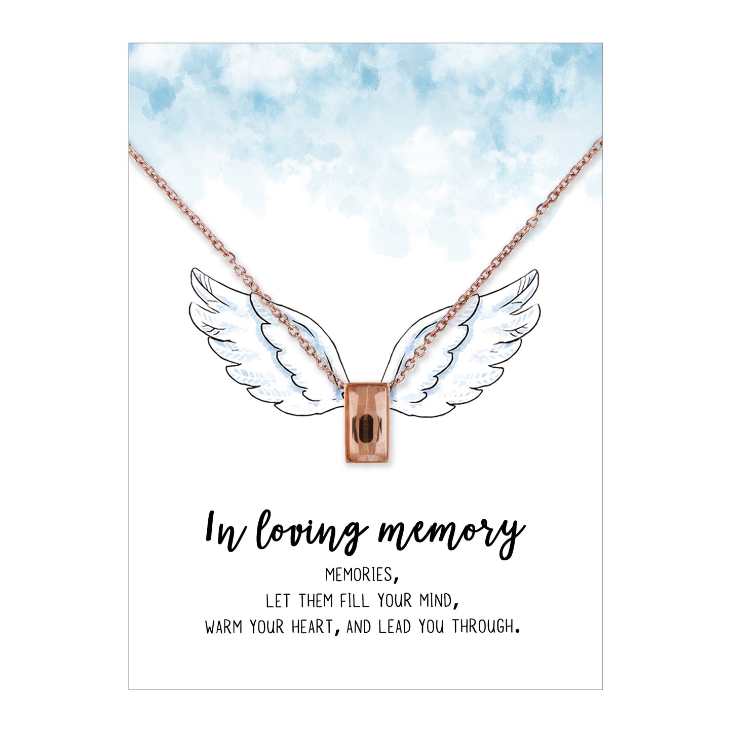 In Loving Memory Crystal Cube Memorial Necklace