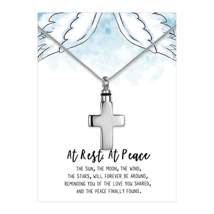 At Rest, At Peace Cross Memorial Necklace