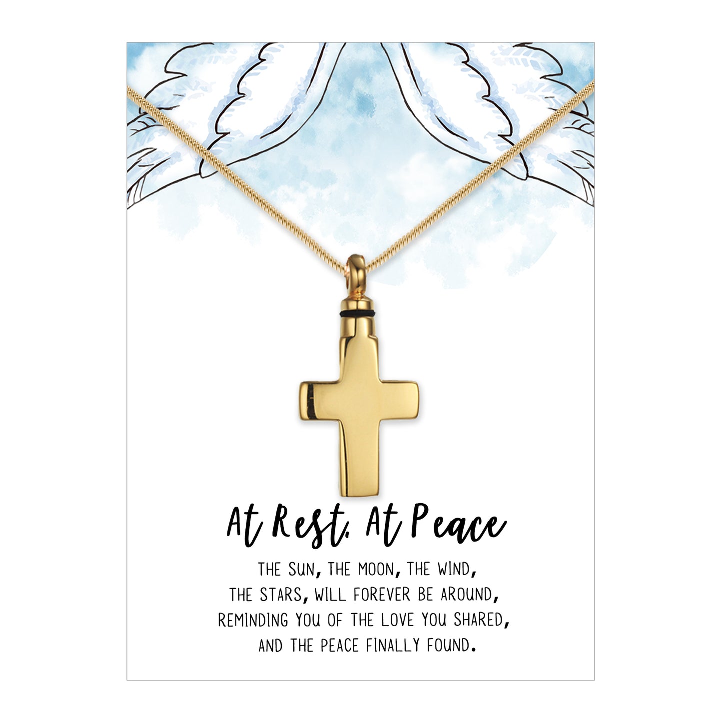 At Rest, At Peace Cross Memorial Necklace