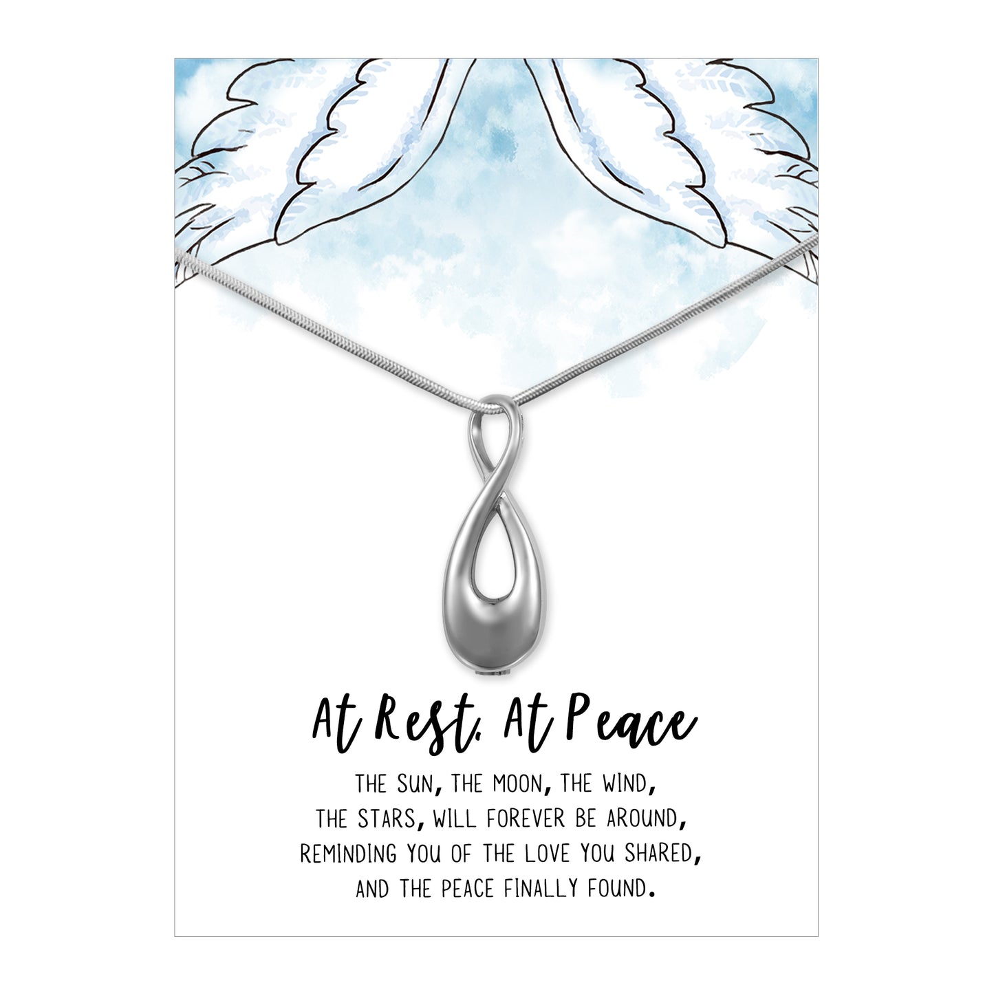 At Rest, At Peace Infinity Memorial Necklace