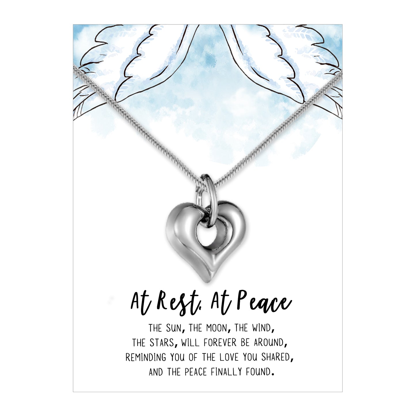 At Rest, At Peace Open Heart Infinity Memorial Necklace