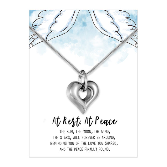 At Rest, At Peace Open Heart Infinity Memorial Necklace