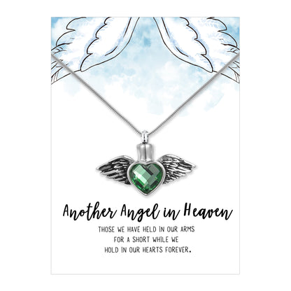 Another Angel in Heaven Crystal Angel Wing Memorial Necklace