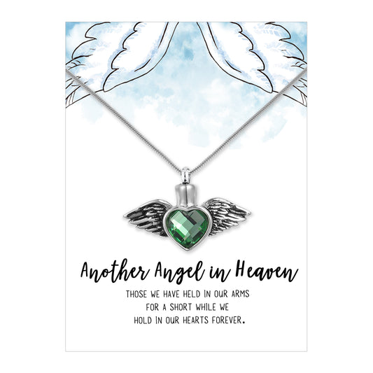 Another Angel in Heaven Crystal Angel Wing Memorial Necklace