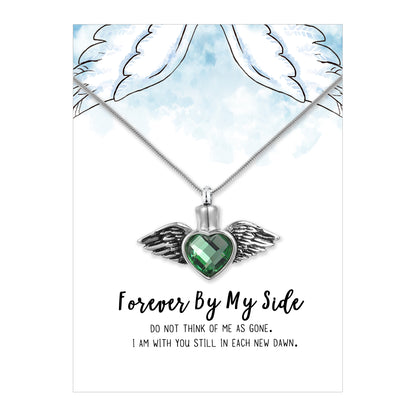 Forever By My Side Crystal Angel Wing Memorial Necklace