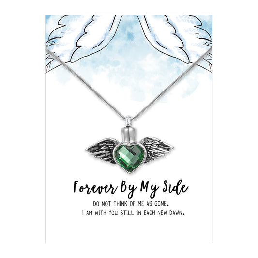 Forever By My Side Crystal Angel Wing Memorial Necklace