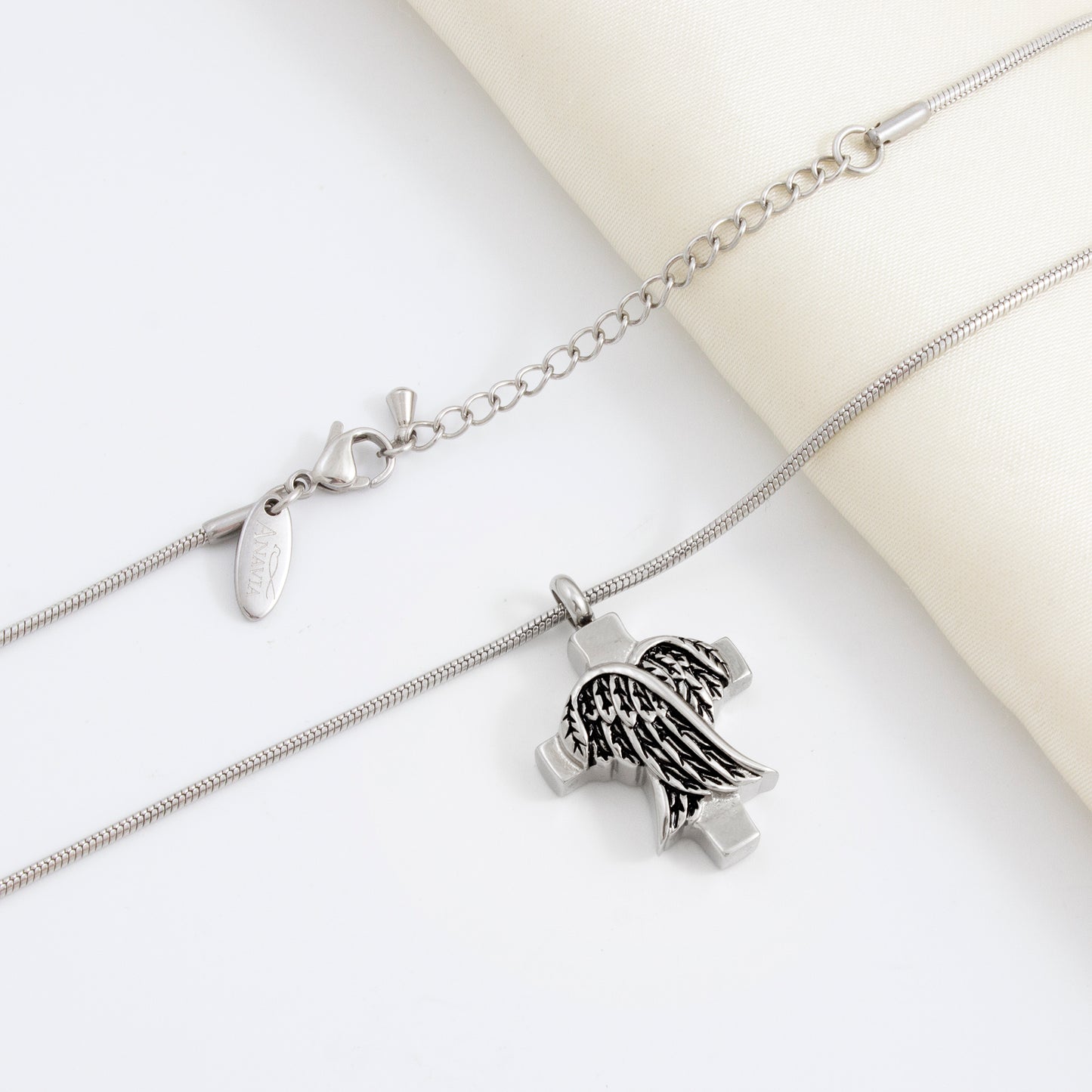 In Loving Memory of Your Mother Angel Cross Memorial Necklace