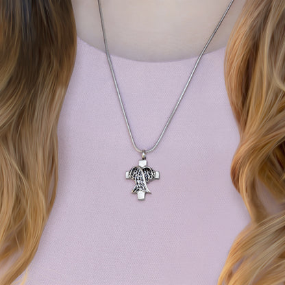 In Loving Memory of Your Mother Angel Cross Memorial Necklace