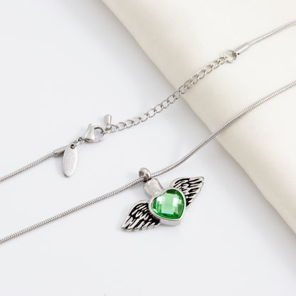 In Loving Memory of Your Mother Crystal Angel Heart Memorial Necklace