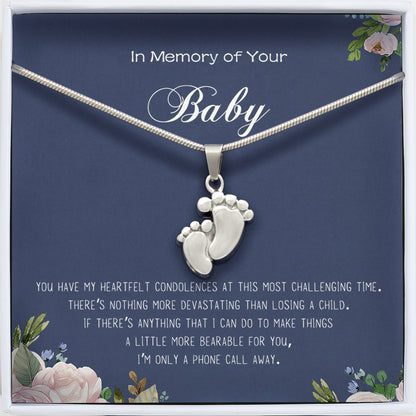 In Loving Memory of Your Baby Footprint Memorial Necklace