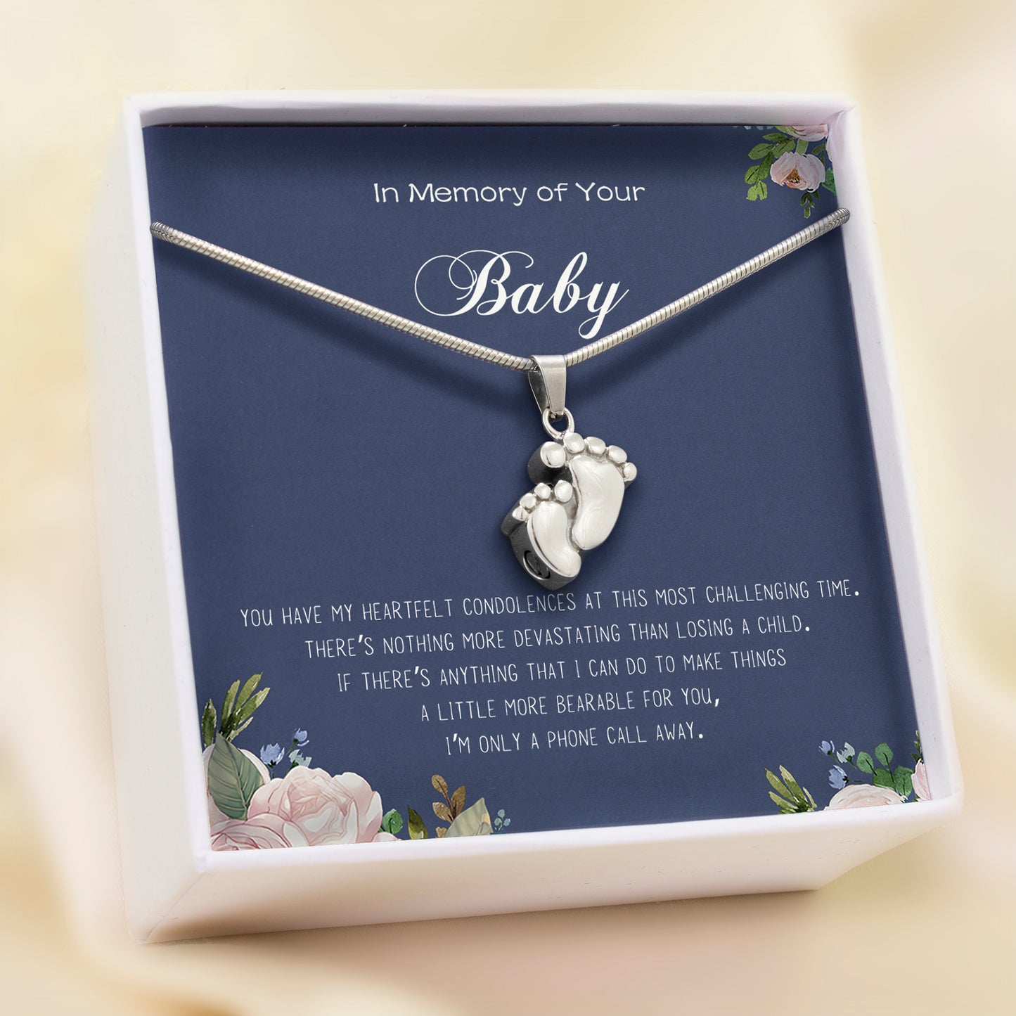 In Loving Memory of Your Baby Footprint Memorial Necklace