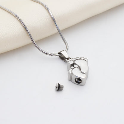 In Loving Memory of Your Baby Footprint Memorial Necklace