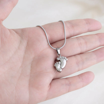 In Loving Memory of Your Baby Footprint Memorial Necklace