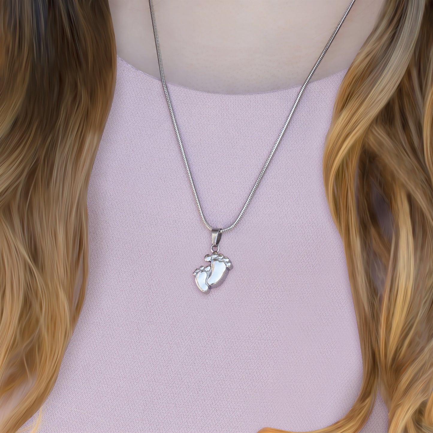 In Loving Memory of Your Baby Footprint Memorial Necklace