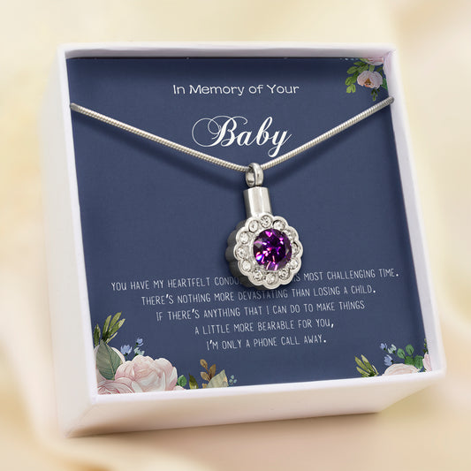 In Loving Memory of Your Baby Crystal Flower Memorial Necklace