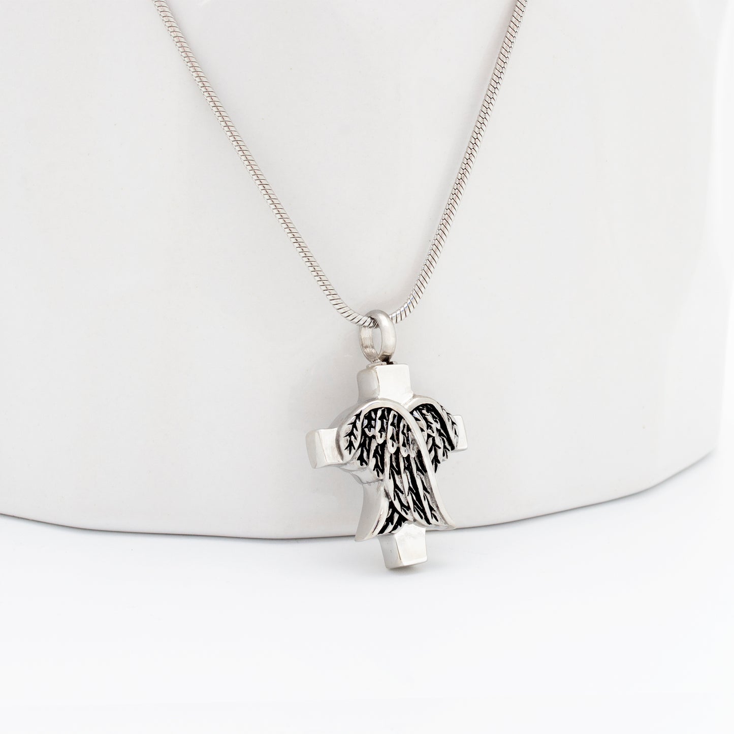 In Loving Memory of Your Child Cross Angel Wings Memorial Necklace