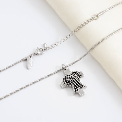 In Loving Memory of Your Child Cross Angel Wings Memorial Necklace