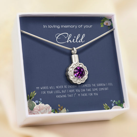 In Loving Memory of Your Child Crystal Flower Memorial Necklace