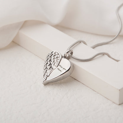 Angel Wing Heart Memorial Necklace