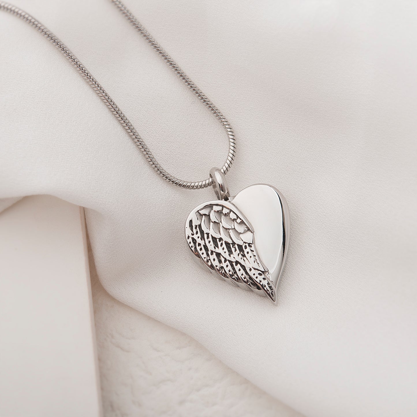 Angel Wing Heart Memorial Necklace