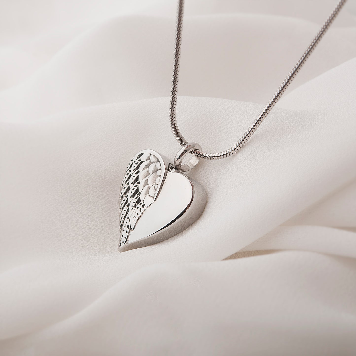 Angel Wing Heart Memorial Necklace