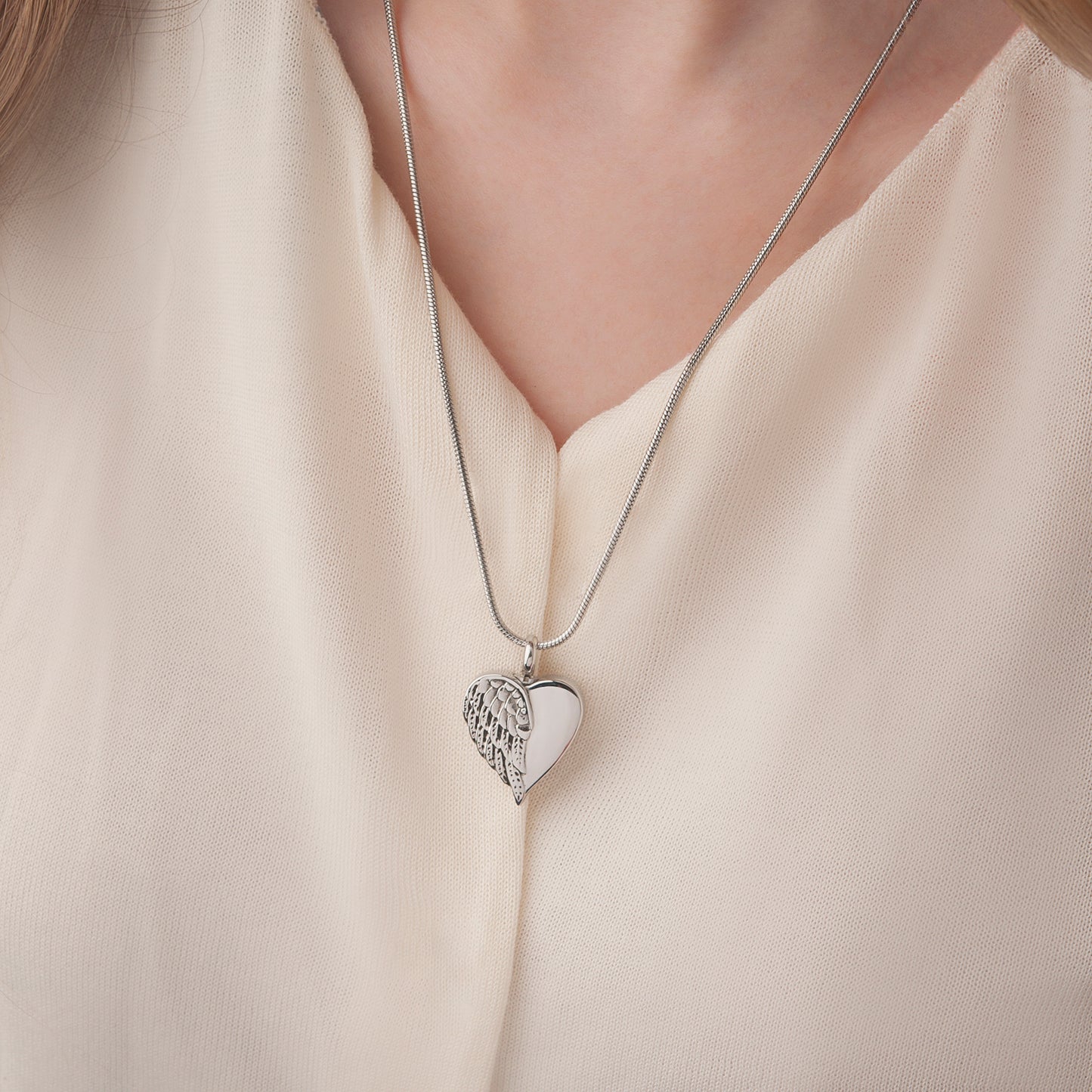 Angel Wing Heart Memorial Necklace