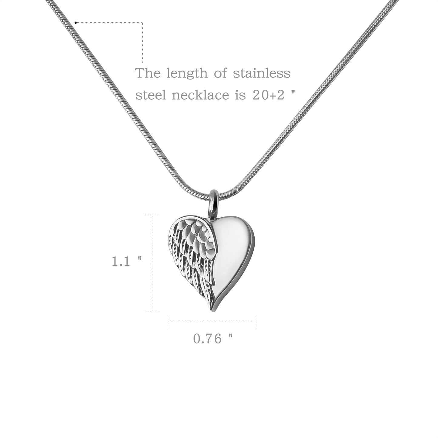 Angel Wing Heart Memorial Necklace