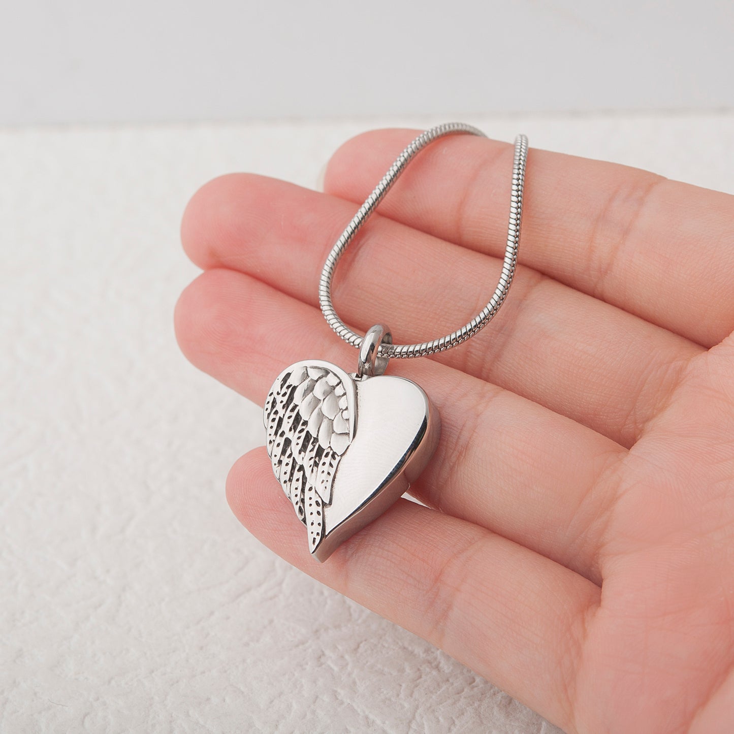 Angel Wing Heart Memorial Necklace