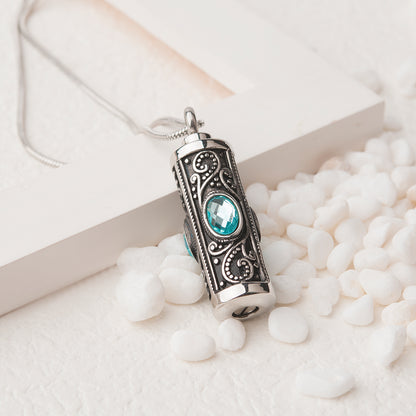 Crystal Vintage Cylinder Memorial Necklace