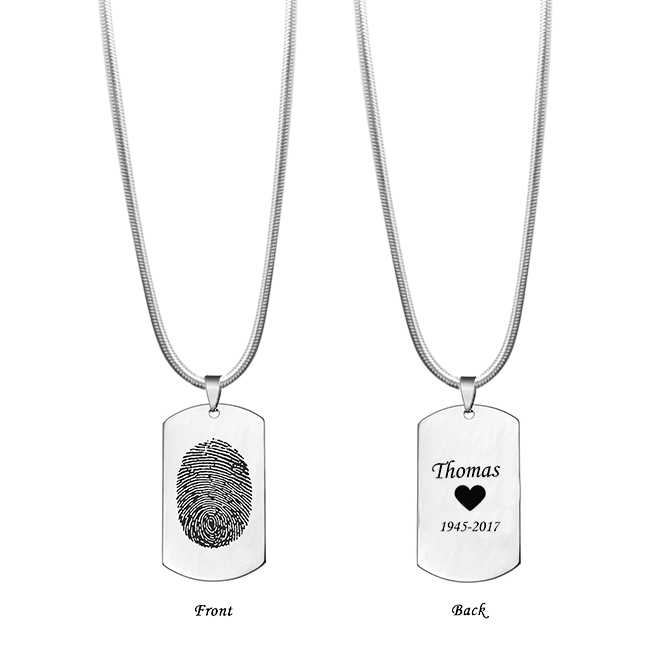 Fingerprint Dog Tag Memorial Necklace