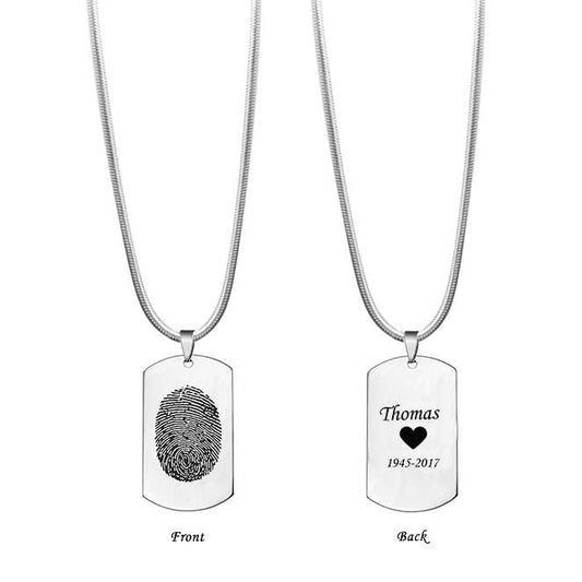 Fingerprint Dog Tag Memorial Necklace