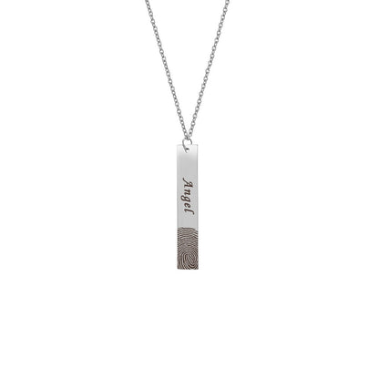 Vertical Bar Fingerprint Memorial Necklace (No Compartment for Ashes)