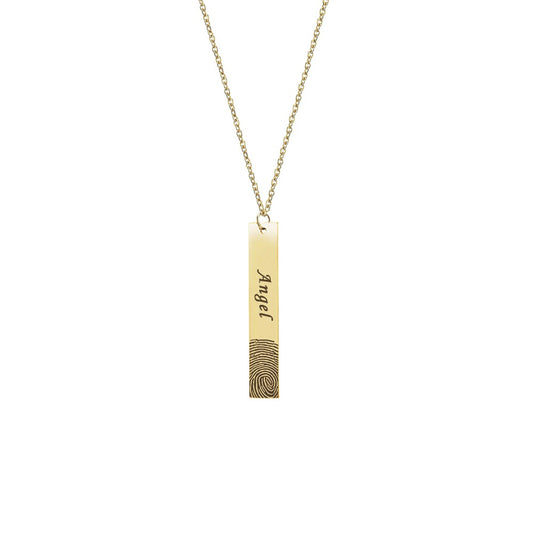 Vertical Bar Fingerprint Memorial Necklace (No Compartment for Ashes)