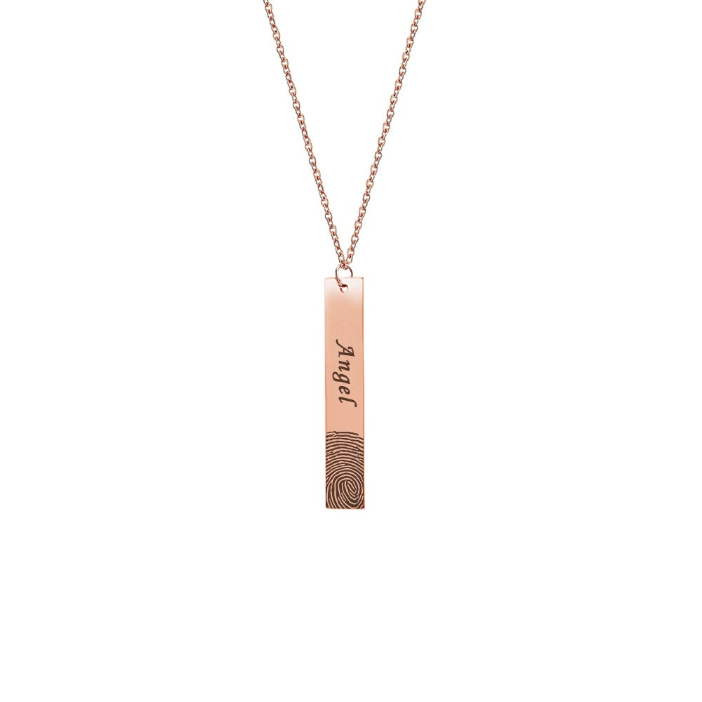 Vertical Bar Fingerprint Memorial Necklace (No Compartment for Ashes)