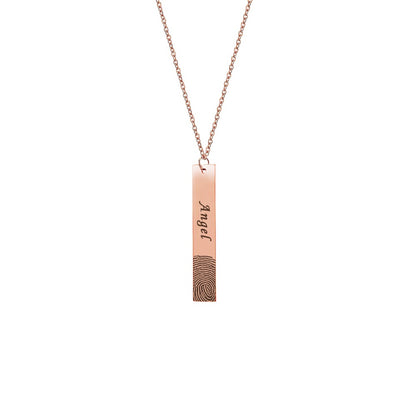 Vertical Bar Fingerprint Memorial Necklace (No Compartment for Ashes)