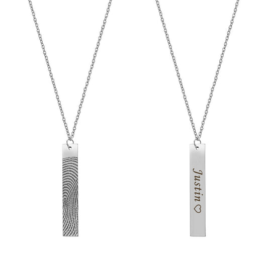 Bar Fingerprint Memorial Necklace