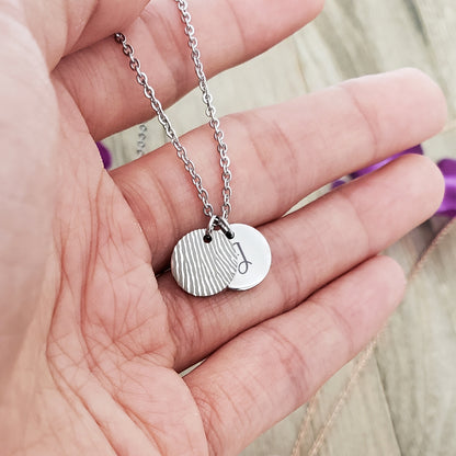 2 Mini Disc Fingerprint Memorial Necklace